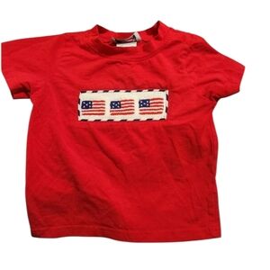 Smocked Out Infant 12 month Red American Flag Smocked Shirt